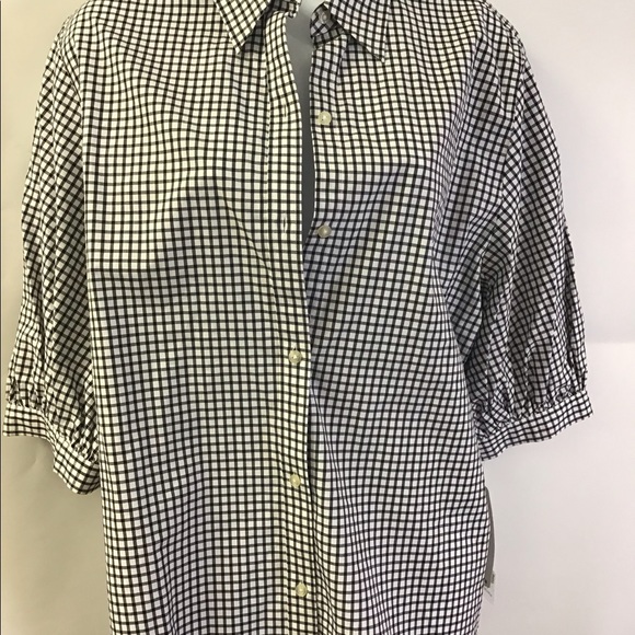 NEW Lauren Ralph Lauren Button Blouse Black White. - Picture 2 of 6